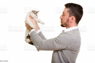 man with cat